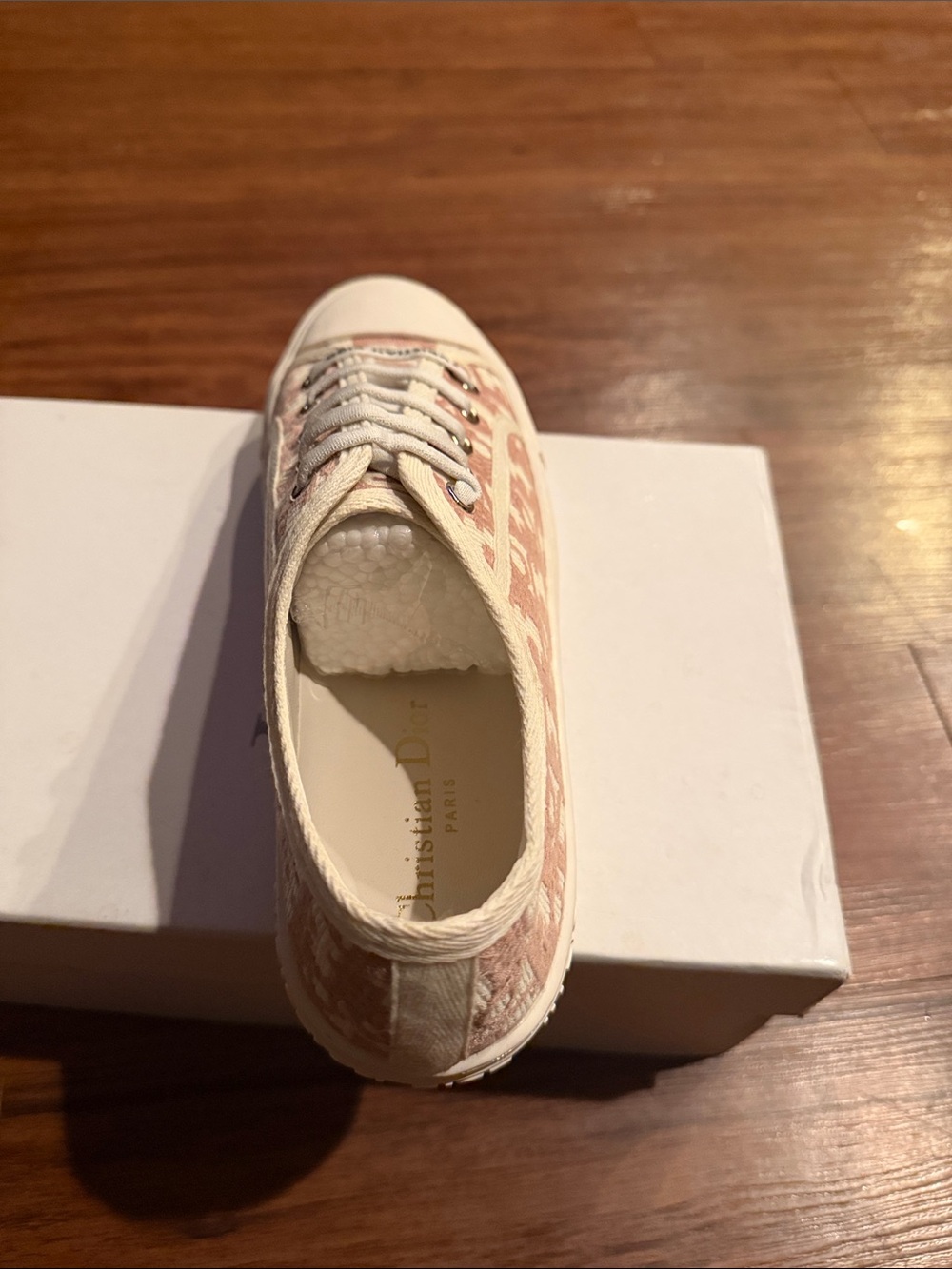 Dior Beige-Pink Logo Canvas Low-Top Sneaker - Picture 3 of 7